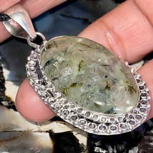 “Stone of Dreams” Yellow Green Prehnite Pendant 2 1/4”